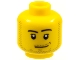 Part No: 3626px301  Name: Minifigure, Head Male Smirk, Black Dimple, Pupils, Stubble Beard, Moustache, and Sideburns Pattern