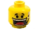 Part No: 3626px53  Name: Minifigure, Head Black Eyebrows, Headset with Microphone, Huge Open Mouth Smile with Teeth Parted and Red Tongue Pattern