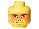 Part No: 3626px57  Name: Minifigure, Head Black Eyelids, Nose Profile, and Chin Dimple, Orange Face Paint, Grin Pattern