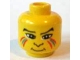 Part No: 3626px58  Name: Minifigure, Head Black Angled Eyebrows and Nose Profile, Dark Turquoise and Red Face Paint Lines, Grin Pattern