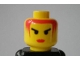 Part No: 3626px69  Name: Minifigure, Head Female with Red Lips and Red Hair, Angry Black Eyebrows Pattern