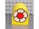 Part No: 3664pb09  Name: Duplo, Brick 2 x 2 x 2 Slope Curved Double with White Flower with Red Center Pattern