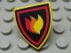 Part No: 3846pb025  Name: Minifigure, Shield Triangular  with Fire Logo Pattern (Sticker) - Set 7240