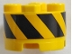 Part No: 3941pb41  Name: Brick, Round 2 x 2 with Axle Hole with Black and Yellow Danger Stripes Pattern (Sticker) - Set 70629