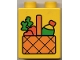Part No: 4066pb030  Name: Duplo, Brick 1 x 2 x 2 with Picnic Basket with Carrots and Drink Pattern