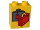 Part No: 4066pb078  Name: Duplo, Brick 1 x 2 x 2 with Dark Gray and Red Suitcases Pattern