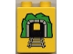 Part No: 4066pb084  Name: Duplo, Brick 1 x 2 x 2 with Train Tunnel Wide and Square with Black Tunnel Pattern
