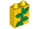 Part No: 4066pb271  Name: Duplo, Brick 1 x 2 x 2 with Green Leaves / Plant Pattern