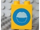 Part No: 4066pb317  Name: Duplo, Brick 1 x 2 x 2 with Head in Construction Helmet on Blue Circle Pattern