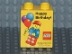 Part No: 4066pb363  Name: Duplo, Brick 1 x 2 x 2 with Happy Birthday Minifigure and Balloons Pattern