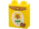 Part No: 4066pb835  Name: Duplo, Brick 1 x 2 x 2 with Seed Packet, Medium Nougat Seeds, Flower on White Background Pattern
