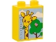 Part No: 4066pb844  Name: Duplo, Brick 1 x 2 x 2 with Height Chart Top Half with Giraffe, Bright Green and Reddish Brown Tree, Bird, Bright Light Blue Sky and Clouds Pattern