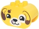 Part No: 4198pb76  Name: Duplo, Brick 2 x 4 x 2 Rounded Ends with Puppy Dog Face, Reddish Brown Ears and Spots, White Nose and Eye Patch, Black Eyes and Bright Pink Tongue Pattern