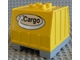 Part No: 42400c01pb01  Name: Duplo, Train Freight Container on Pearl Light Gray Palette with Black 'Cargo' on White Oval with Silver Curved Arrow Pattern on Both Sides