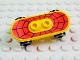 Part No: 42511c01pb02  Name: Minifigure, Utensil Skateboard Deck with Black Web on Red Background Pattern (Sticker) with Black Wheels (42511pb02 / 2496) - Set 4853