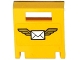 Part No: 4346pb33  Name: Container, Box 2 x 2 x 2 Door with Slot with Envelope with Wings on Yellow Background Pattern (Sticker) - Set 60100