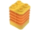 Part No: 44252pb01  Name: Duplo Brick 2 x 2 x 2 Ribbed - Center Inset from Edge with Molded Flexible Rubber Medium Orange Fins Pattern
