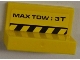 Part No: 4865pb043  Name: Panel 1 x 2 x 1 with 'MAX TOW: 3T' and Yellow and Black Danger Stripes Pattern on Inside (Sticker) - Set 8186