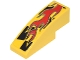 Lot ID: 246461960  Part No: 50950pb027L  Name: Slope, Curved 3 x 1 with Red Flames on Black and Yellow Pattern Model Left Side (Sticker) - Set 8644