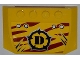 Part No: 52031pb043  Name: Wedge 4 x 6 x 2/3 Triple Curved with 4 Rivets, Wide Claw Scratch Marks and Dino Logo on Dark Red Tiger Stripes Pattern (Sticker) - Set 5884