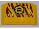 Part No: 52031pb048L  Name: Wedge 4 x 6 x 2/3 Triple Curved with 4 Rivets and Dino Logo on Dark Red Tiger Stripes Pattern Model Left Side (Sticker) - Set 5888