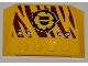 Part No: 52031pb048R  Name: Wedge 4 x 6 x 2/3 Triple Curved with 4 Rivets and Dino Logo on Dark Red Tiger Stripes Pattern Model Right Side (Sticker) - Set 5888