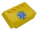 Part No: 52031pb132  Name: Wedge 4 x 6 x 2/3 Triple Curved with Blue EMT Star of Life on Yellow Background Pattern (Sticker) - Set 60203