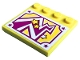 Part No: 6179pb212  Name: Tile, Modified 4 x 4 with Studs on Edge with Magenta, White and Yellow Stars and Lightning Bolt Pattern (Sticker) - Set 41338