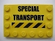 Part No: 6180pb033  Name: Tile, Modified 4 x 6 with Studs on Edges with 'SPECIAL TRANSPORT' and Black and Yellow Danger Stripes Pattern (Sticker) - Set 7249