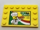 Part No: 6180pb103R  Name: Tile, Modified 4 x 6 with Studs on Edges with Chef, 'CITY PIZZA', Store Hours, and Italian Flag Colors Pattern Model Right Side (Sticker) - Set 60150
