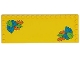 Part No: 6205pb014  Name: Tile, Modified 6 x 16 with Studs on Edges with Dark Turquoise, Lime and Orange Leaves Pattern (Stickers) - Set 41428