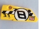 Part No: 64683pb063  Name: Technic, Panel Fairing # 3 Small Smooth Long, Side A with 'CHEQ URED' and Black Number 8 on Checkered Background Pattern (Sticker) - Set 42058