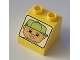Part No: 6474pb27  Name: Duplo, Brick 2 x 2 x 1 1/2 Slope 45 with Boy with Lime Baseball Cap Pattern