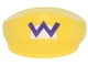 Part No: 67017pb04  Name: Large Figure Headgear, Super Mario Cap with Dark Purple Wario Logo Capital Letter W on White Half Circle Pattern