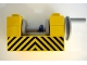 Part No: 73037pb01  Name: String Reel Winch 2 x 4 x 2 (Light Gray Drum) with Black and Yellow Danger Stripes Pattern (Sticker) - Set 6361