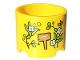 Part No: 73111pb004  Name: Brick, Round 3 x 3 x 2 with Recessed Center and Axle Hole with Wooden Sign and Plants with Flowers Pattern (Sticker) - Set 41707