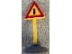 Part No: 747p01c01  Name: Road Sign with Post, Triangle with Generic Warning Pattern, Type 1 Base