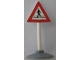 Part No: 747pb02c01  Name: Road Sign with Post, Triangle with Man Crossing Pattern, Type 1 Base
