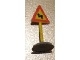 Part No: 747pb05c01  Name: Road Sign with Post, Triangle with Curved Road Pattern, Type 1 Base