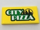 Part No: 87079pb0397  Name: Tile 2 x 4 with 'CITY PIZZA' and Skyline Pattern (Sticker) - Set 60150