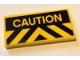 Part No: 87079pb0552  Name: Tile 2 x 4 with Yellow and Black Chevron Danger Stripes and 'CAUTION' Pattern (Sticker) - Set 60125