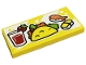 Part No: 87079pb1120  Name: Tile 2 x 4 with Sushi, Taco and Glass of Strawberry Juice Pattern (Sticker) - Set 41701