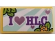 Part No: 87079pb1272  Name: Tile 2 x 4 with Medium Lavender 'I HEART HLC', Hearts, Bright Light Orange Flowers and Lime Leaves Pattern (Sticker) - Set 41395