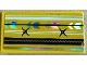 Part No: 87079pb1610  Name: Tile 2 x 4 with Cushion with Iridescent Mirrored Chevrons and Line, White and Black Stripes and Buttons Pattern (Sticker) - Set 41688