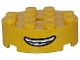 Part No: 87081pb009  Name: Brick, Round 4 x 4 with Hole with Black Mouth Open Smile with White Top and Bottom Teeth Pattern (Sticker) - Set 75582