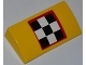 Part No: 88930pb013  Name: Slope, Curved 2 x 4 x 2/3 with Bottom Tubes with Checkered Flag with Red Outline Pattern (Sticker) - Set 4643