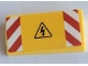 Part No: 88930pb136  Name: Slope, Curved 2 x 4 x 2/3 with Bottom Tubes with Red and White Danger Stripes and Electricity Danger Triangle Pattern (Sticker) - Set 60132