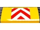 Part No: 88930pb142  Name: Slope, Curved 2 x 4 x 2/3 with Bottom Tubes with Red and White Danger Chevrons on Yellow Background Pattern (Sticker) - Set 60102
