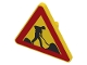 Part No: 892pb009  Name: Road Sign 2 x 2 Triangle with Clip with Worker and 2 Piles Pattern
