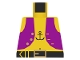 Lot ID: 354751251  Part No: 973p30  Name: Torso Pirate Dark Purple Vest Open with Gold Buttons, Black Belt with Buckle, Anchor Tattoo, Navel Pattern
